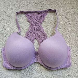 Victorias Secret body by victoria racerback perfect shape purple front close bra